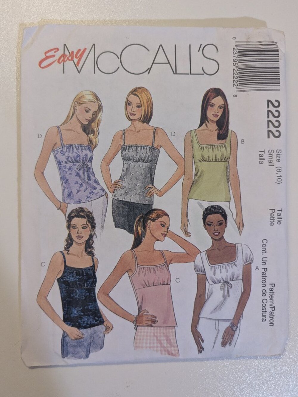 Easy McCall's Vintage Women's Top Sewing Pattern 2222 Size 8, 10
